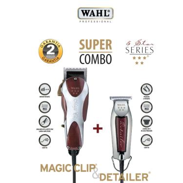 Imagem de Kit Máquina de Cortar Cabelo Wahl Magic Clip e Máq. de Acabamento Detailer 127v 127v