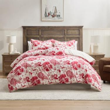 Imagem de Hallmark - Conjunto de edredom de solteiro, conjunto de cama macio de 3 peças com fronha e travesseiro decorativo, roupa de cama de peso médio para uso durante todo o ano, resistente a desbotamento e
