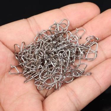 Imagem de 100 peças de pressão de pesca de aço inoxidável - acessórios de clipe de pressão com gancho para barril giratório isca anzol, ferramenta de pesca, 1,3 cm