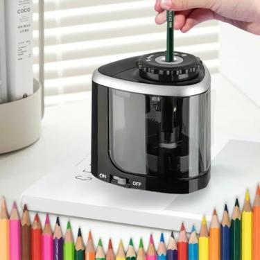 Imagem de Apontador de lápis elétrico, apontador de lápis automático e manual de alta velocidade para escritório, escola em casa (sem baterias)