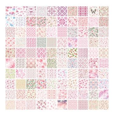 Imagem de Conjunto de papel com padrão floral vintage, 100 peças, impressionantes materiais não adesivos para artesanato criativo, blocos de notas decorativos e origami - para projetos DIY e presentes feitos à