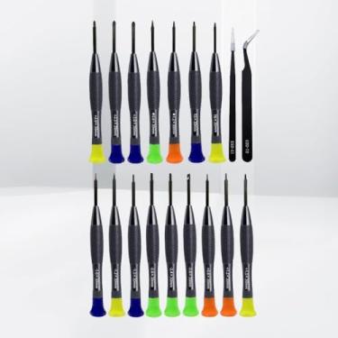 Imagem de Conjunto de 18 chaves de fenda magnéticas de precisão com pinças para consertar óculos de PC, telefone, relógio, eletrônicos