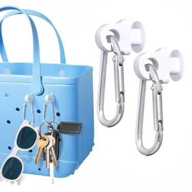 Imagem de Conjunto de 2 ganchos brancos compatíveis com bolsa Bogg, acessórios para chaveiros, berloque, mosquetão, chaveiro para bolsa de praia, original, GG