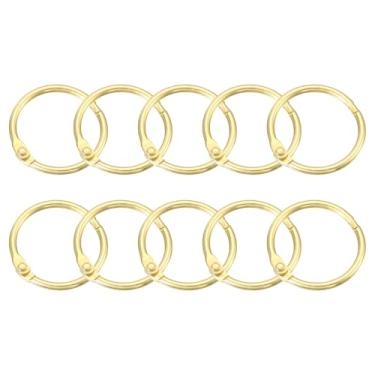 Imagem de Anéis de cortina de chuveiro, 15 peças - Ganchos de cortina de chuveiro redondos de aço carbono, anéis de encadernação de folhas soltas de 2,5 cm para varões de cortina de chuveiro (ouro)