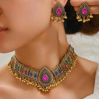Imagem de Brincos Jhumka indianos Boho para mulheres boho tops vintage conjunto de joias de casamento acessórios tradicionais presentes de Natal presentes de amizade outono moda moda, Medium, Latão, Sem Pedra
