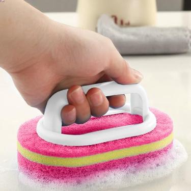 Imagem de Escova de limpeza de esponja mágica para cozinha e banheiro ideal para paredes de vidro e cerâmica, vermelha