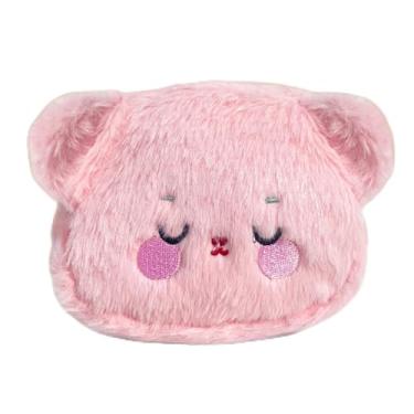 Imagem de Bolsa de moedas de pelúcia, bolsa de moedas macia com zíper, bolsa de moedas em forma de urso para batons, cartões, dinheiro, rosa, Casual