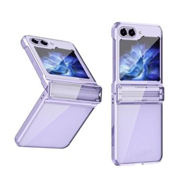 Imagem de Chapeamento 3 em 1 capa dobrável para Samsung Galaxy Z Flip 5 3 4 ZFlip4 ZFlip 4 3 Flip5 Transparent PC Armor Cover, roxo, para Samsung Z Flip 3