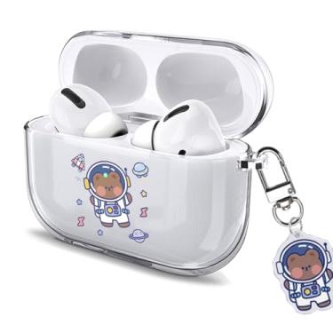 Imagem de Watefull Capa para AirPods Pro 3 fofa com chaveiro mosquetão 2025, Clear Air Pods Pro 3 capa macia com desenho animado anime kawaii com ornamento para crianças, meninos, meninas e mulheres (urso