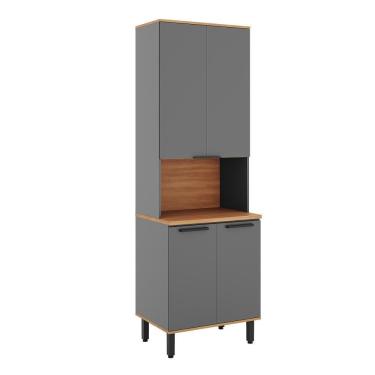 Imagem de Paneleiro De Cozinha Castanha 700mm Para Micro-ondas 4 Portas Cinza freijó