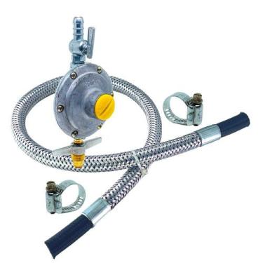 Imagem de Kit Completo de Mangueira de Gás 80CM e Regulador 2kg/h - CGPECAS, 1