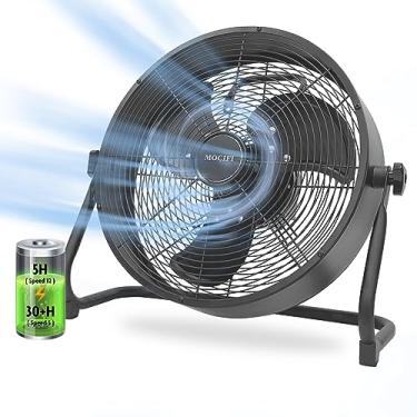 Imagem de MOCIFI Ventilador operado por bateria Ventilador de chão recarregável de 12 velocidades Ventilador externo portátil sem fio de alta velocidade, saída USB para telefone, para acampamento, viagem, pátio