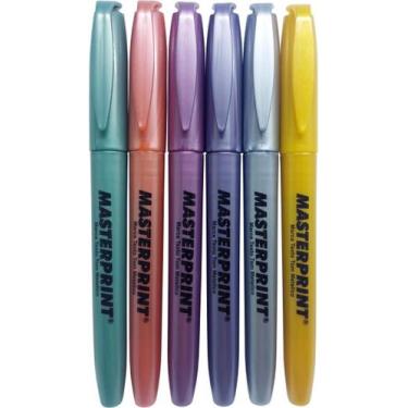 Imagem de Kit marca texto metálico mp612 com 6 cores masterprint