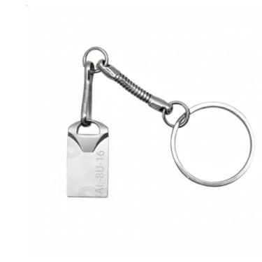 Imagem de Pendrive Chaveiro, 16GB, USB 2.0, Corpo em Metal Prateado, Alta Velocidade de Leitura/Gravação