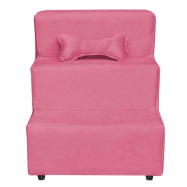 Imagem de Escadinha Pet 3 Degraus Cachorro E Gato Suede Rosa