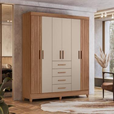 Imagem de Conjunto Guarda Roupa E Comoda Caribe Carvalho Fendi