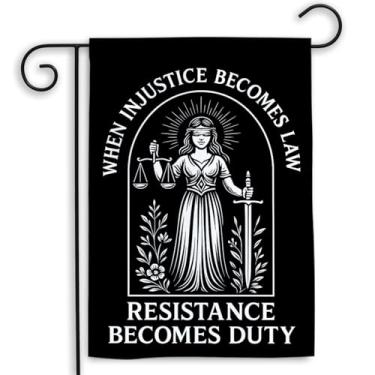 Imagem de SODAVA [30,5 x 45,7 cm] When Injustice Becomes Law Resistance Becomes Duty Garden Flag, banner de quintal externo de dupla face, decoração de empoderamento feminista, placa de varanda de consciência