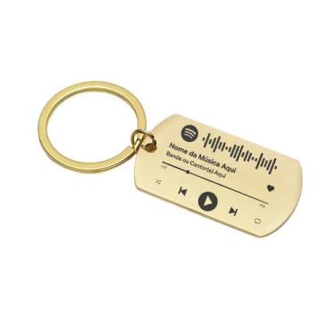 Imagem de Chaveiro Luxo Inox A Laser Com Simbolo Do Spotify - Lualki Store Perso