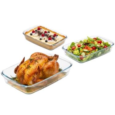 Imagem de Kit 3 Travessas Retangulares de Vidro Borossilicato 1L, 1.6L e 2.2L Yikasa