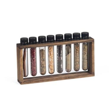 Imagem de Porta Tempero De Madeira Pinus Horizontal Com 8 Tubos - Stolf