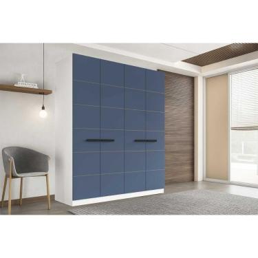 Imagem de Guarda Roupa 4 Portas E 4 Gavetas Lisboa Branco/azul - Politorno