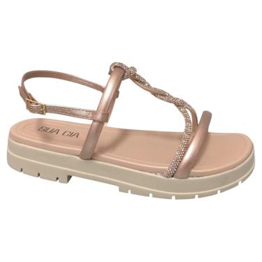 Imagem de Sandália Fem Sua Cia Napa Soft Bege/Ouro Rosado 8362.15675