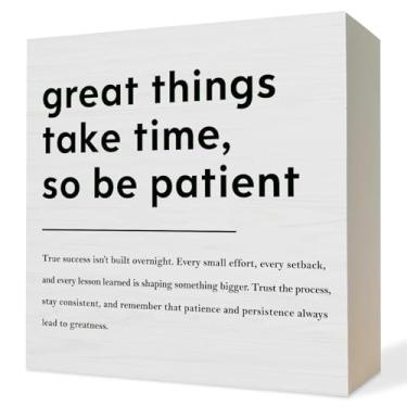 Imagem de ATBWGT Placa de caixa de madeira com citações inspiradoras de saúde mental, decoração de mesa motivacional, placas de bloco de madeira positivas para decoração de prateleira de mesa de escritório em