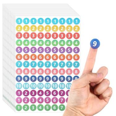 Imagem de 24 folhas de adesivos pequenos com números redondos 2808 peças, etiquetas autoadesivas com números de 0,8 polegadas coloridos de 2 a 10 adesivos numerados para escritório, casa, cozinha, organização