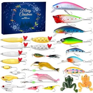 Imagem de Calendário do Advento de Pesca 2025 Contagem Regressiva de Natal Conjunto de Iscas de Pesca 24 Dias Presentes de Pesca para Homens Adolescentes, para Pai Marido Namorado Ele Surpresa