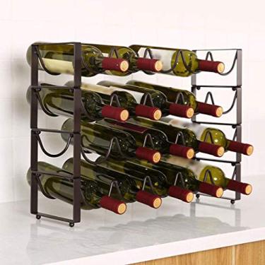 Imagem de Prateleiras de vinho rack de vinho decoração de ferro criativo suporte de garrafa de vinho prateleira de exibição casa bar sala de estar armário de vinho (tamanho: 16)