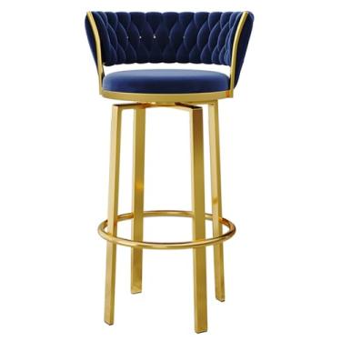 Imagem de LULUMAIC Banquetas de bar luxuosas, com tecido de veludo, bancos giratórios, base dourada para cozinha, ilha, pub, sala de jantar