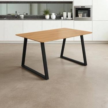 Imagem de Mesa de Jantar Ferro e Madeira Pintura Eletrostática 120x90 Tokyo Madeira e Ferro com Pintura Fosca Anti Ferrugem (160x90)