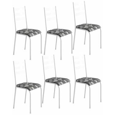 Imagem de Kit 6 Cadeiras 541 Sala Jantar Cozinha Pés Aço Tubular Floral/branco