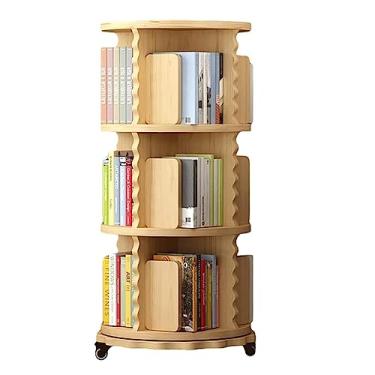 Imagem de UINGBPXT Estante de canto de madeira, estante rotativa de 360° com rodas, estante de livros de 2/3/4/5/6 camadas, estante de livros para casa, exibição perfeita