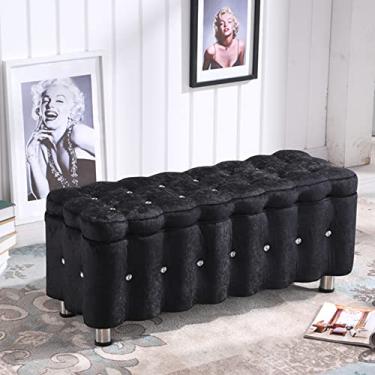 Imagem de Banqueta de armazenamento retangular com tampa articulada, banco de sofá para sala de estar, banco de quarto, cama, banco para sala de estar, banco para troca de sapatos, 40 x 40 x 80 cm