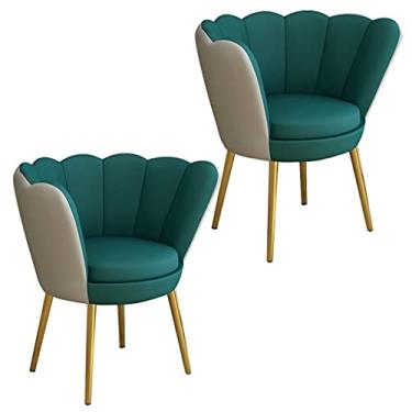 Imagem de Conjunto de 2 cadeiras de jantar de cozinha Chai de jantar, quarto moderno, sala de casamento, varanda, sofá, poltrona, penteadeira, cadeira de maquiagem com pernas douradas de aço inoxidável