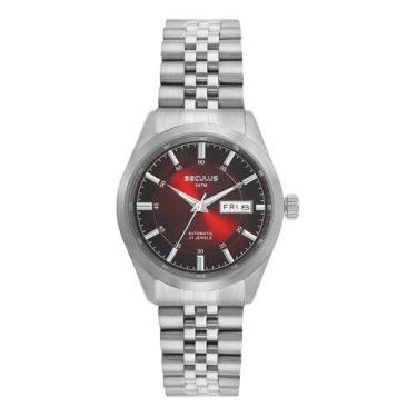 Imagem de Relógio Seculus Automático Masc. Fundo Vermelho 77361g0svna2 Prateado 