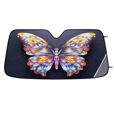 Imagem de Para-brisa dianteiro do carro, pára-brisa animal, borboleta, vidro, colorido, dobrável, leve, para-sol, protetor solar, blocos de cobertura de para-brisa de verão, raios UV, mantém o carro fresco