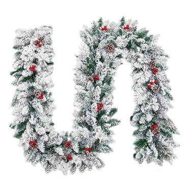 Imagem de WeiLaiKeQi Decorações de guirlanda de Natal, enfeites de Natal, centro de mesa, decoração para pendurar na porta da frente, suprimentos para festas, escadas, 270 Cm X 30 Cm