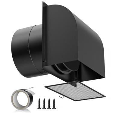 Imagem de Hon&Guan Ventilação de parede com capuz de 25 cm com malha removível e cobertura, tampa de saída de exaustão em forma de arco de 25 cm para exaustor de cozinha / secador/exaustor de banheiro (aço