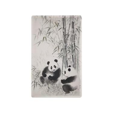 Imagem de Blueangle Placa de parede decoradora de capa em branco, tamanho padrão, 1 gangue panda chinês, capa de interruptor de bambu para quarto de escritório em casa, 4,53 x 2,76 polegadas (184)
