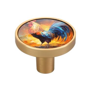 Imagem de Blueangle Pacote com 4 puxadores coloridos de armário de galo 3,5 cm puxadores redondos de gaveta para cômoda e armários de cozinha (45)