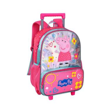 Imagem de Mochila De Rodinha Peppa Pig Holográfica Com Alças Ajustáveis Ideal Pa