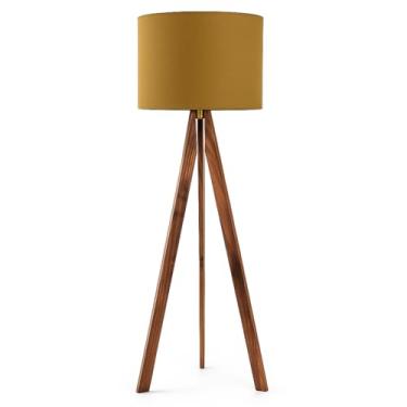 Imagem de Abajur De Chão Tripé '1,50 Cm Completo Cúpula E Fiação Luminária De Piso Sala, Quarto, Estilo Industrial Moderno para Sala e Quarto(Amadeirado/Linho)