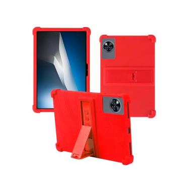 Imagem de Capa para tablet Doogee Tab A9 Pro+ Android 15 de 11 polegadas, capa protetora de borracha leve à prova de choque, capa protetora de silicone macio ajustável para crianças, vermelha