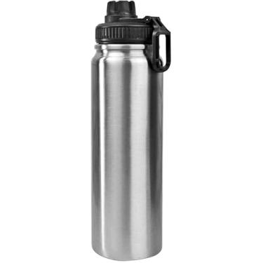 Imagem de Garrafa Térmica de Aço Inox 800ml, Parede Dupla com Isolamento a Vácuo, Antivazamento, com Infusor e Alça, para Bebidas Quentes e Frias (Prata)