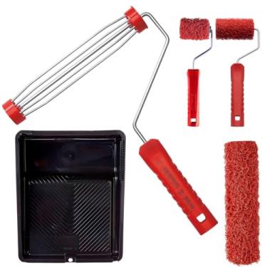 Imagem de Kit Rolo Para Textura Cabelo de Anjo 5cm,10cm e 23cm Efeito Rústico + Suporte Garfo 23cm + Bandeja 2,7L