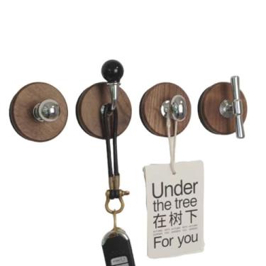 Imagem de 4 ganchos magnéticos resistentes para organização, ganchos de madeira versáteis e elegantes para pendurar ferramentas, cordas de mangueiras de jardim, utensílios de cozinha em armazéns, cruzeiros