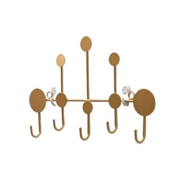 Imagem de Prateleiras suspensas Cabide criativo de parede para entrada de chapéus de metal para pendurar casacos, jaquetas, roupas e chapéus(Gold,Pequeno)
