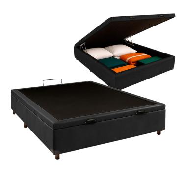 Imagem de Cama Box Bau Viuvo Blindado Nature Preto 128x188